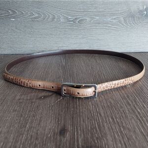 Lauren Ralph Lauren Croc Print Skinny Belt 42" Long